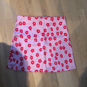 pink and red flower skirt